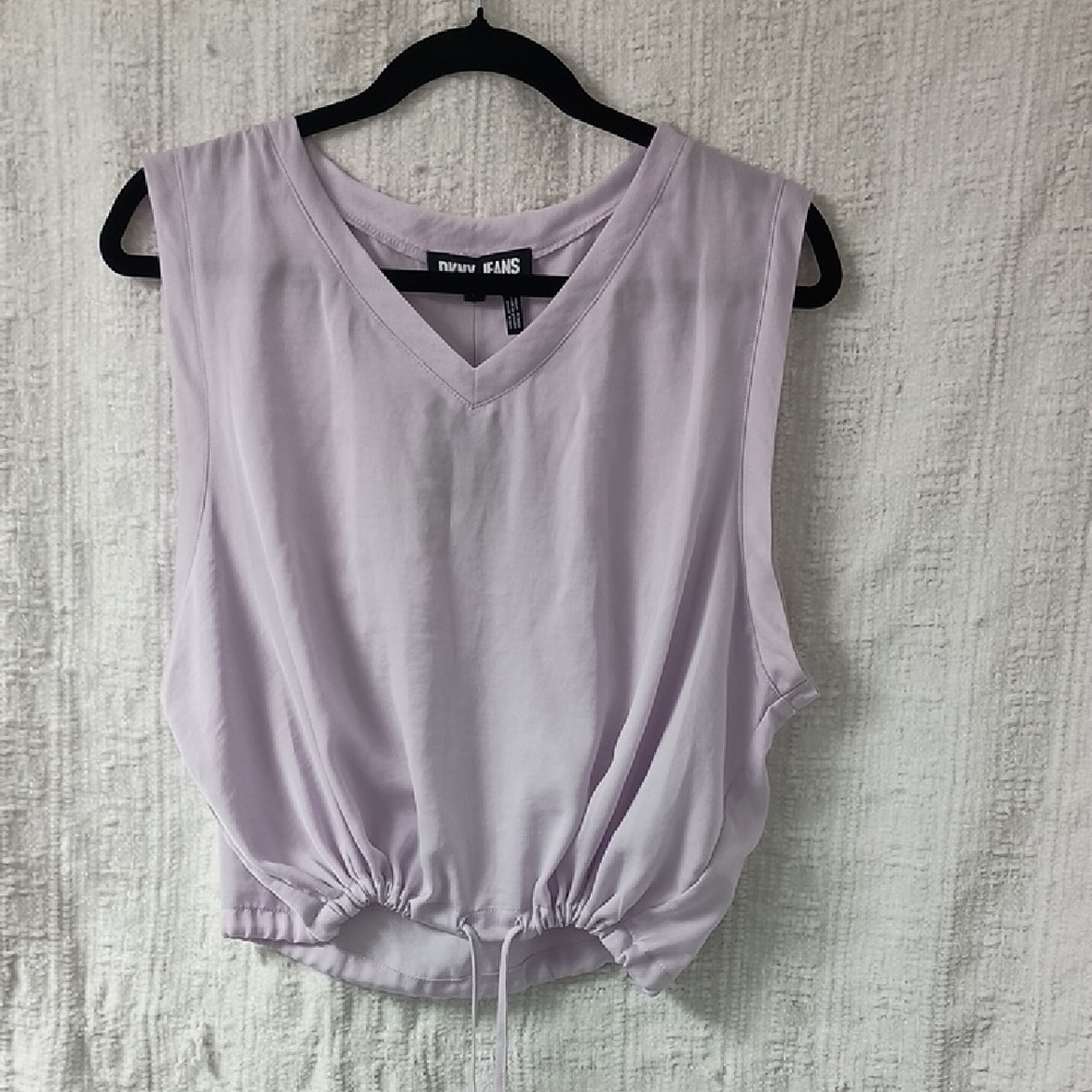 DKNY Jeans Lilac Must V-neck Drawstring Top L